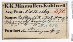 Etiketten zu Calcit (NHMW-MIN-As414)